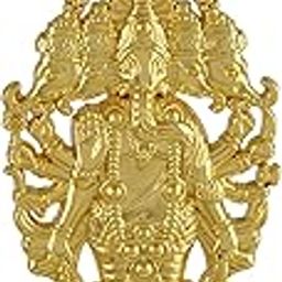 Brass 24KT 1 Micron Gold plated Panchmukhi Ganesh Ganpati pendant Hindu God temple jewellery necklace Spiritual for Men women (PCKL1130)-picture-33