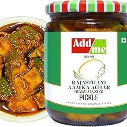 Add me Mango Pickle 500g Without Stone, Seed Less Cut Mangoes Marwadi Rajasthani Recipe, aam ka achar in Mustard Oil Pickles Baby Mango Soft and Tangy Glass Pack-image-36