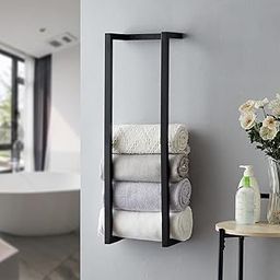 Acrylic Design Art Towel Rack for Rolled Towels, Towel Rack for Bathroom,Wall Mounted Metal Bathroom Organizer, Bath Towel Holder Wall for Modern Small Space Bathroom Towel Storage (Black)-picture-13