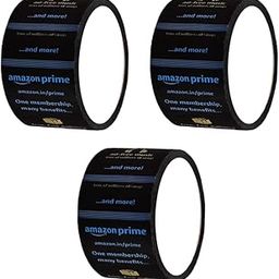 AVR PLUS Self-Adhesive Amazon Printed Prime Packing Tape for E-Commerce Box Packing - 3-Inch 65 Meters in Length,Black-pack of 3-93