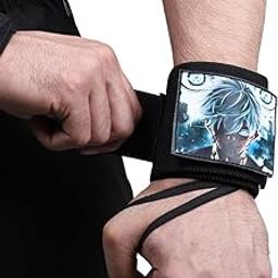 ZYZFIT Wrist Wraps with Superhero Patch Adjustable Gym Wrist Support with Thumb Loop Great for Crossfit, Powerlifting, Bodybuilding(GOJO SATORU)-image-91