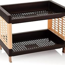 Viva Small Size, 2 Layer Rack For Office, Kitchen (Size: 27Cm X 17Cm X 20Cm) - Multipurpose Rack | Stand | Organizer Storage Shelf Standing & Wall Hanging Rack (2, Brown) - Plastic-26