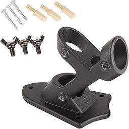 ATORSE Flag Pole Display Bracket Aluminum Garden Wall Mount Base Black-image-1