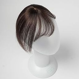 Nish Hair Women's Tiny Topper with Bangs – Hair Topper (Dark Brown), 100% Human Hair, Natural Look & Lightweight-13