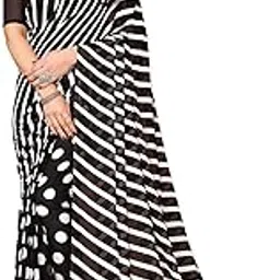 anand sarees SAREES Women's Striped, Polka Print Georgette Saree with Matching Blouse Piece | Stylish & Beautiful Fancy Saree for Festivals, Wedding, Parties, Casual Outings-picture-35
