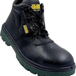 Jama JS077 Heat Resistant Safety Shoe upto 300 Degree Celsius | Hi-Ankle, Anti-Static, Double Density PU-Nitrile Rubber Sole, 200J Steel Toe Cap | Size 09 INDIA/UK-image-45