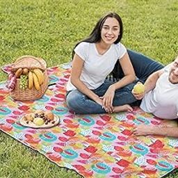 AAZEEM Picnic Outdoor Blankets Waterproof Extra Large - Beach Mat Sand Free Foldable with Carry Strap | Portable Camping Blanket | Park Blanket for Grass Park, Hiking, Travel, Concerts, (Multicolor)-image-98