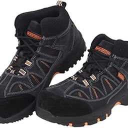 High Ankle Navy Leather Safety Shoes for Men | Double Density | Fiber Toe | Antistatic & Antislip | BXWB0164IN-image-57