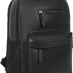 Amazon Basics 13 Inch/ 14 Inch/15.6 Inch Premium Vegan Leather Laptop Backpack for Men & Women (Black) - AB-C34-BLK-PB-90