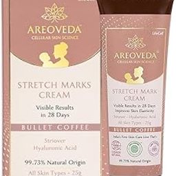 AreoVeda Stretch Mark Cream (25gm) |Targets old & new stretch marks effectively | Visibly reduces marks & improves skin elasticity in 28 Days | With Striover, CryoCoffee & Hyaluronic Acid | lab-tested, Ecocert Certified (Natural), and EWG Verified pregnancy & breastfeeding safe | Non-Sticky & Light-Weight-16