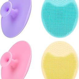4 Pack Face Scrubber,Soft Silicone Facial Cleansing Brush Face Exfoliator Blackhead Acne Pore Pad Cradle Cap Face Wash Brush for Deep Cleaning Skin Care-12