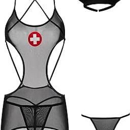 Women's Erotic Costume Babydoll Dress Roleplay Lingerie set Wedding Honeymoon Gift (Back)-image-7