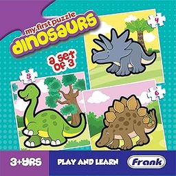 Frank Dinosaurs - A Set of 3 Jigsaw Puzzle for Kids Above 3+ Years - Fun & Challenging Brain Booster Games - Educational Puzzle for Focus and Memory - 10217-5