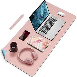 TOMATUS® 1 PCS Dual Side Non-Slip Desk Pad, Waterproof PVC Leather Desk Table Protector, Ultra Thin Large Mouse Pad, Easy Clean Laptop Desk Writing Mat for Office Work/Home/Decor (Pink+ Sky Blue)-image-82