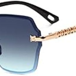 Stylish Rimless Sunglasses for Women, Gradient Lens, Gold Black Metal Frame, With 3 colours-image-53