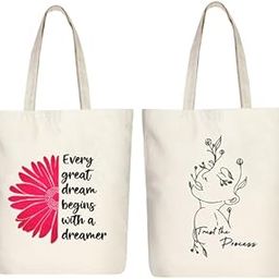 Reusable ecofriendly cotten canvas tote bag for women Pack of 2-image-6