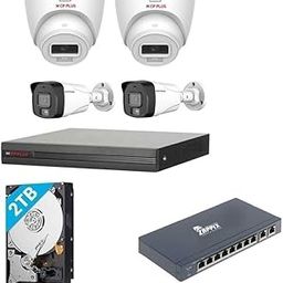 CP Plus 2MP IP Network (Wired) Colour Vision in Night with Audio(Built in Mice) 4 Nos CCTV Camera Full Set with 2Nos Outdoor Bullete,2Nos Indoor Dome,8 Channel NVR,8 Port POE Switch,2TB Hard Disk-11