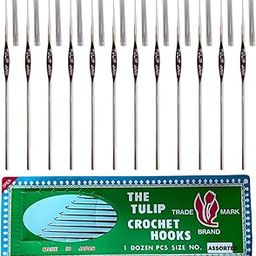 Tulip Crochet Hook Set – 12 Pcs (2 Each in Sizes No. 7(0.60mm) to No. 12(0.95mm)) for Aari & Thread Work-56