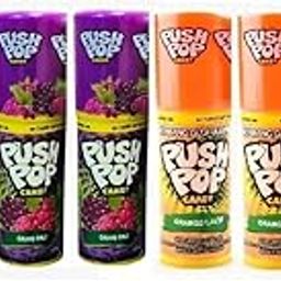 Push Pop Candy – Assorted Flavors (Strawberry, Grape, Orange & Cherry) – Fun Lollipop Tubes – Pack of 8 (Imported)-image-25