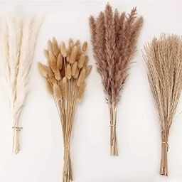 VRB Dec 95 Pcs Set 17inch Natural Dried Pampas Grass,Real Rabbit Bunny Tail,Reed Pampas,Boho Bouquet,Artificial Flowers Decor for Table Vase Home Decoration. (95 Pcs Dried Flower Set)-image-14
