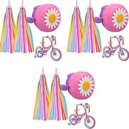 Proberos® Kids Bike Bell with Daisy Flower Pink Dome 3PCS Tassels Guardian for Children's Bikes and Scooters-16