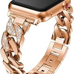 Luxury Gold-Tone Diamond-Embedded Link Bracelet for iWatch 42/44/45/49mm-14