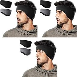 Headbands for Men Winter Ear Warmer Fleece Thermal Headband Muff with Button for Running Cycling Skiing 3PCS-image-26