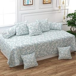 KIAAKSH Jyotaksh Diwan Set Covers Cotton 8 Pieces Pure Cotton Designer Printed Standard Diwan Set (1 Single Bedsheet, 2 Bolster Covers, 5 Cushion Covers)(Diwans-10)-image-19