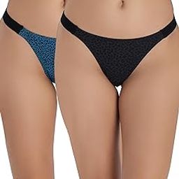 Womens Mid Rise Super Soft Nylon Lycra Printed Thong Panties (Pack of 2) (Available in 4 Stylish Shades)-image-93