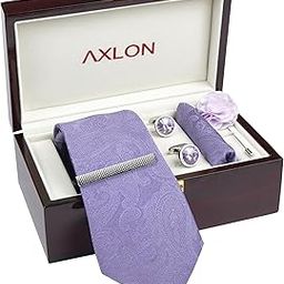 Tie for Men – Floral Silk Neck Ties Set with Cufflinks Flower Pin, Pocket Square & Black Gift Box, Combo Necktie Sets for Office Wear, Formal Suits & Weddings (Royal Purple, NXPLX_134)-image-121