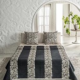 DDecor 100% Cotton 210 TC Embroidery Bed SPREAD-EBC26-SPRIG-EBONY-image-12