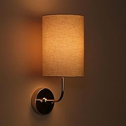 Craftter Wall Lamp for Living Room & Bedroom | Stainless Steel Base Night Lamp | Bedside, Farmhouse, Hotel Wall Light | B22 Bulb Holder | 40W | Textured Off-White | Electric Wall Sconce-picture-16