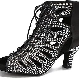 Ballroom Dance Shoes for Social Dancer Beginner 2.5 Inches Lace-Up Latin Swing Practice Dancing Sandals LX04-image-18