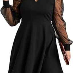 Women's Plus Size Fit & Flared Clasi Front Keyhole Dress-picture-21