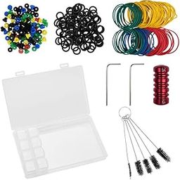 JAZZY PEARLS Tattoo Machine Needle Supplies Grommets Nipple Bands O-Rings Brush Grip Set Red-image-70