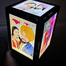 Customized Led Table Lamps with 5 Personalized Photo Frames Rotating Cube for Home & Bedroom Decorative Light Frame Set, 4x6 inch, Black-24