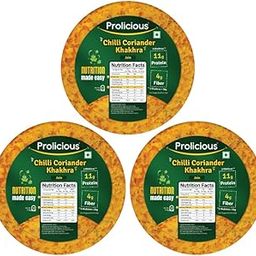Prolicious Chilli Coriander Khakhra | NO Palm Oil | Crispy | Ready to Eat | Flavourful | High Protein Healthy Anytime Snack | 170g (Pack of 6)-image-20