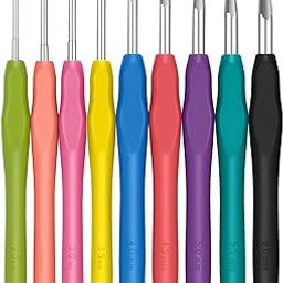 Dasonwin Crochet Hooks,9 Sizes Ergonomic Soft Handles Crochet Kits, Crochet Hooks Set for Arthritic Hands,Multicolor Aluminum Crochet Hooks-14