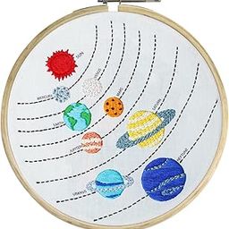 Embroiderymaterial Embroidery Kit/Cross Stitch Kit for Beginners Outer Space Design Digital Printed Cloth & Written Instructions All Material Included (System Design)-10