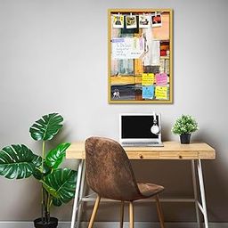 ArtzFolio Geometric Abstraction D10 | Bulletin Board Notice Pin Board | Vision Soft Board Combo with Thumb Push Pins & Sticky Notes | Golden Frame | 16 x 24 inch (41 x 61 cms)-picture-11