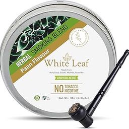White Leaf Tobacco & Nicotine Free Smoking Mixture With 100% Paan Flavour Herbal Smoking Blend (makes 40 rolls) Tobacco Alternatives, Herbal Smoking Mix 1 Pack 30gm Wooden Black Bowl Pipe-image-93
