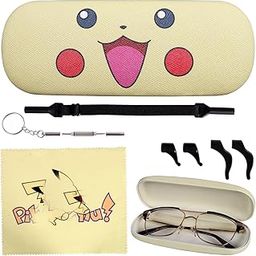 3Pack Cute Eyeglass Cases Hard Shell Storage Protective Case With Glasses Cloth Adjustable Glasses Strap Ear Grips Hook-image-33