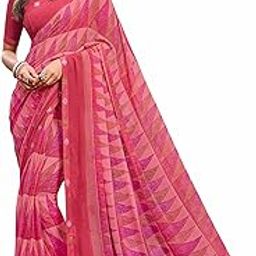 Women's Geometric Printed Georgette Saree In Pink Color With Unstitched Blouse - Embrace Trendy Style and Timeless Elegance in this Exquisite Attire-image-8