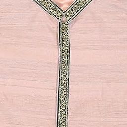 Pulse Weaves Premium Menswear Unstitched Ethnic Kurta Fabric For Festivals - Poly Raw Silk, Santun Silk & Fabulous Embellishment Lace, Peach, 3 Meters, 44-Inch Width, Up to 5XL-image-78