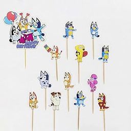 Confetti! 25PCS Blue Dog Cake Topper Decorations Cupcake Toppers Cartoon Dog Happy Birthday Party Supplies for Kids Party Favor-image-42