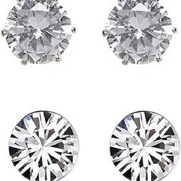 Combo of 2 Round Cubic Zirconia Ear Stud Earrings for Men & Boys-12