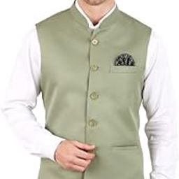 Men’s Nehru/Modi Jacket (Waistcoat) along-with Inner pocket - Premium Cotton Fabric with Polyester lining, Stylish Sleeveless Bandhgala Regular Fit for Festive, Casual, or Occasional-88