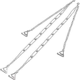 Pearl Shoulder Bra Strap 2 Row Metal Chain - Adjustable Detachable Chain-7