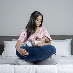 VRINDAKUL Adjustable Baby Breastfeeding Pillow | Multi-Functional Nursing Pillow for Newborns & Mothers | Maternity Support Pillow for Feeding, Back & Arm Comfort | Soft & Washable Cover (Blue)-image-52