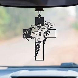 BS AMOR Mirror Hanging Accessories - Car Pendant, Charms Ornament - Swinging Ornaments Accessory - Black (Jesus Christ Crucifix Cross)-image-62